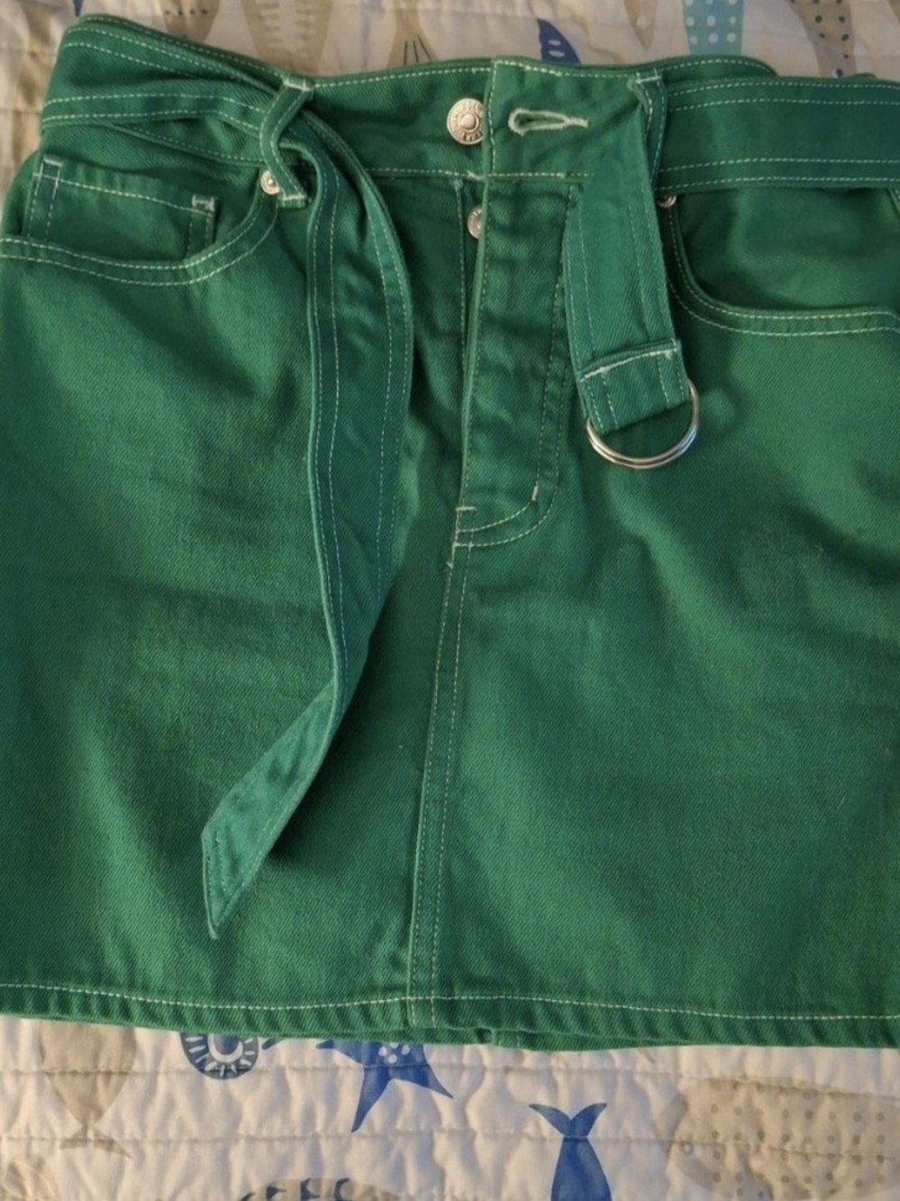 Forever 21 Bright Green Denim Mini Skirt